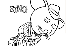 Dibujo para colorear del ratón Mike, el presumido de la película ¡Canta!
