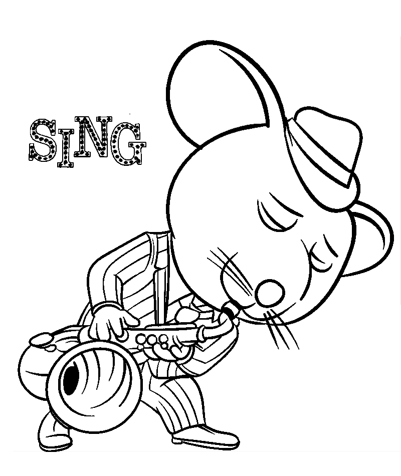 Dibujo del ratón Mike, el presumido de la película ¡Canta!