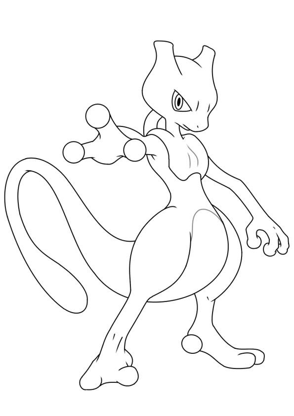 Dibujo para colorear de Mewtwo de Pokémon. Mewtwo from Pokémon coloring page.