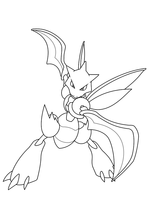 Dibujo para colorear de Scyther de Pokémon. Scyther from Pokémon coloring page.