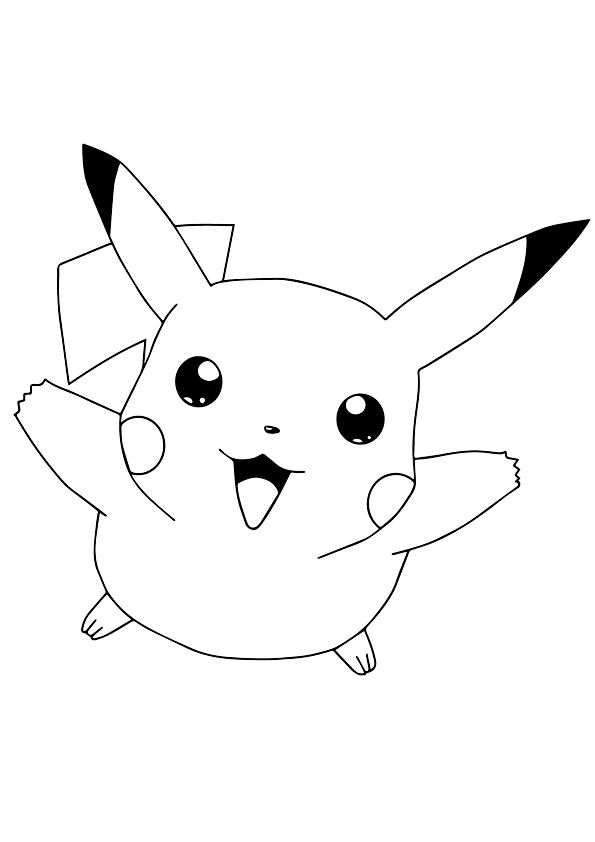 Dibujo para colorear de Pikachu de Pokémon volando. Pikachu from Pokémon  flying coloring page