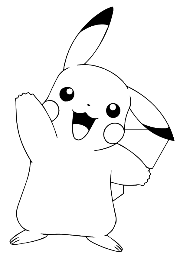 Dibujo para colorear de Pikachu de Pokémon saludando. Pikachu from Pokémon  waving coloring page