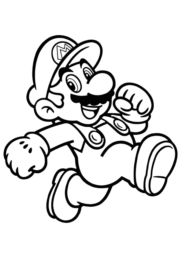 Descarga este dibujo para colorear de Super Mario corriendo