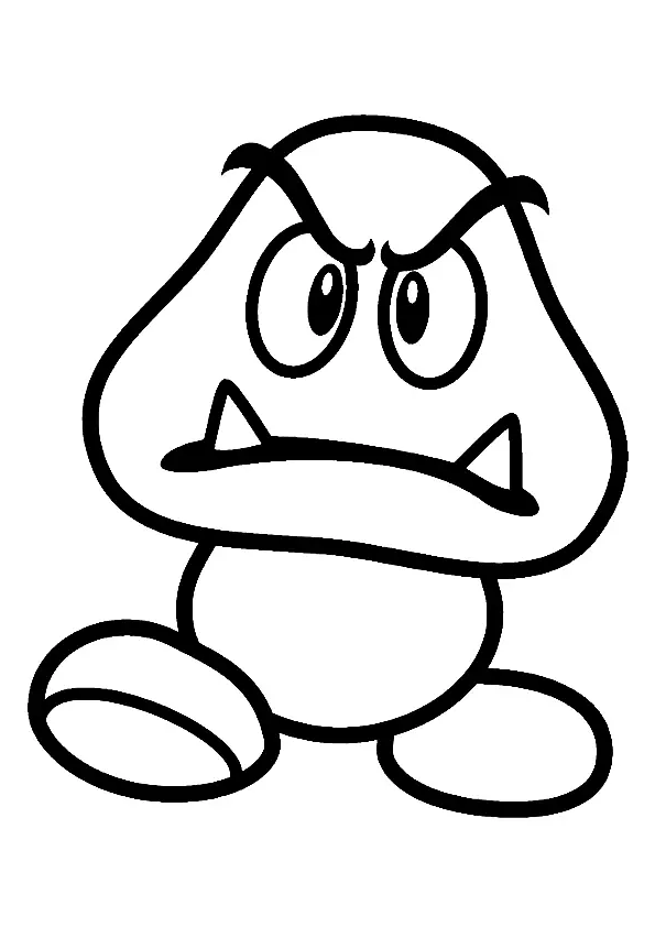 Dibujo para colorear al personaje Goomba de Super Mario Bros