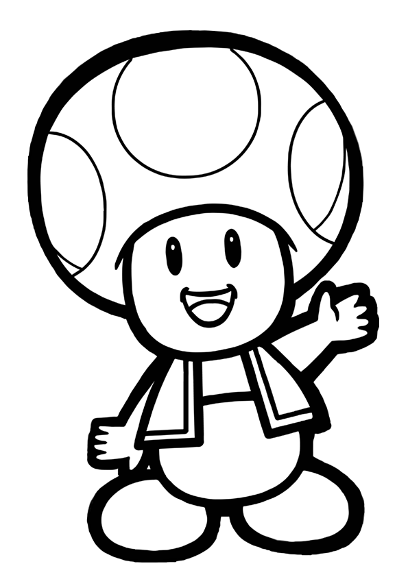 Dibujo para colorear a Toad de Super Mario Bros