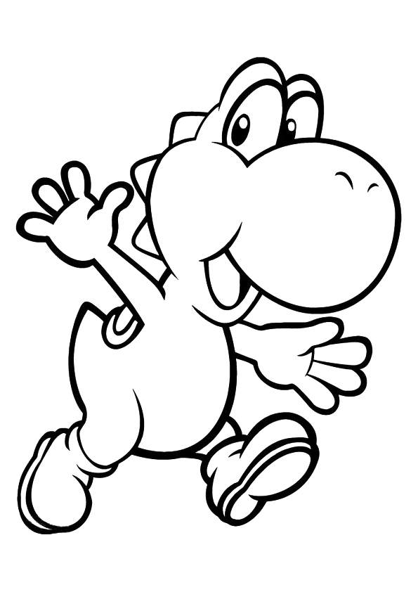 Dibujo para colorear el personaje Yoshi de Super Mario Bros