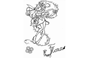 dibujos de winx club para colorear de flora y su nombre