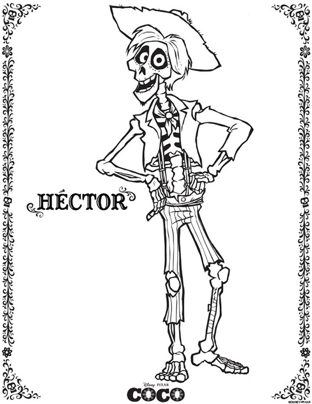 Dibujo para colorear de Héctor de la película Coco de Pixar