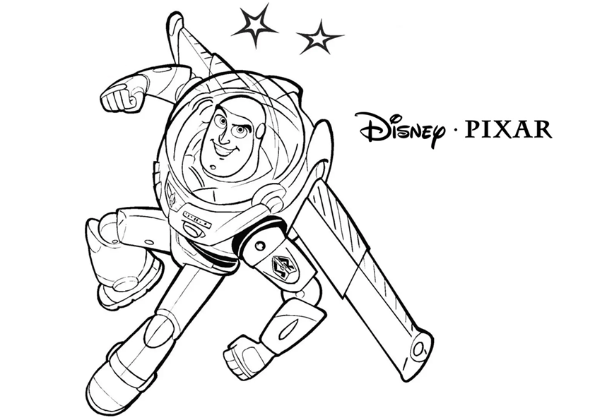 Dibujo de Buzz Lightyear de Disney Pixar para colorear. Disney Pixar Buzz Lightyear coloring page.