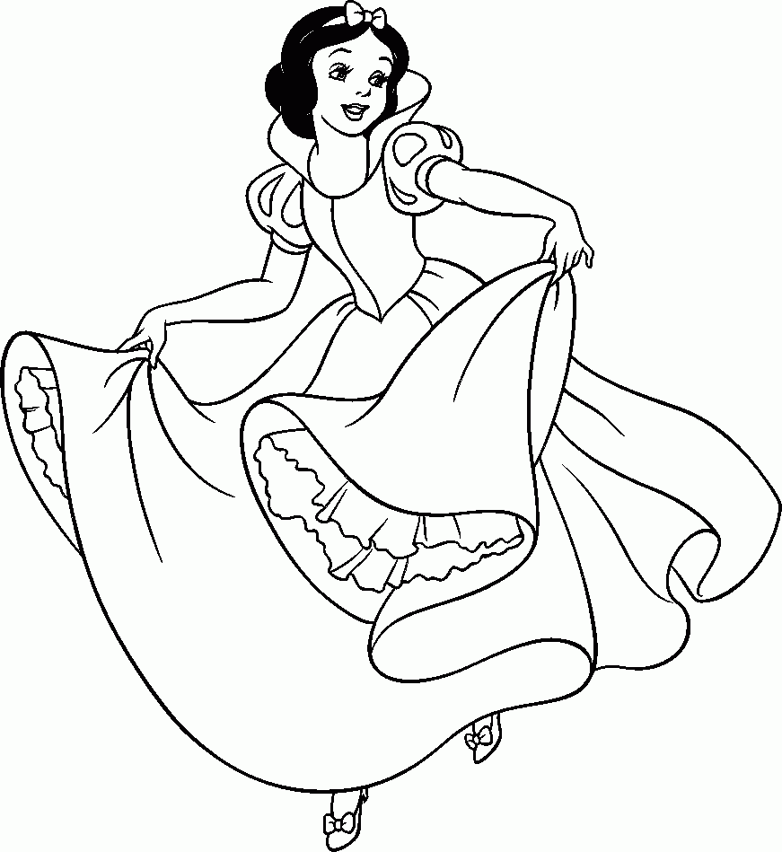 Dibujo para colorear de la princesa Disney Blanca Nieves