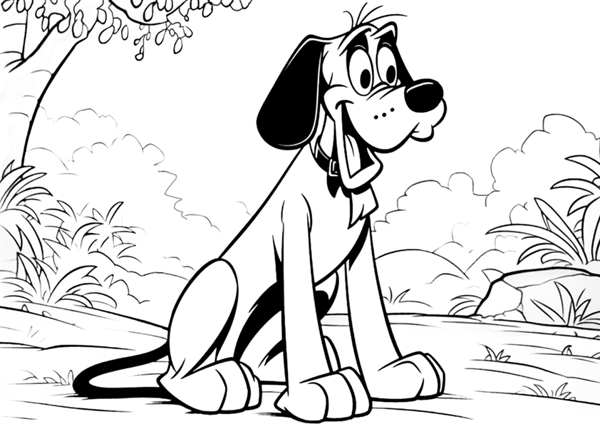 Dibujo clásico de Disney de un perro de dibujos animados