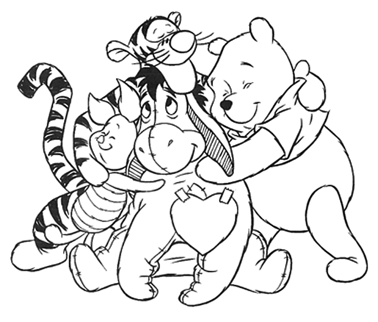 Dibujos para colorear de Disney Winnie the Pooh, Tigger, Igor y Piglet