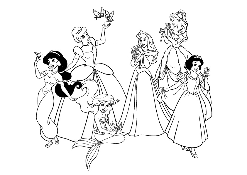 Dibujo para colorear de las princesas Disney