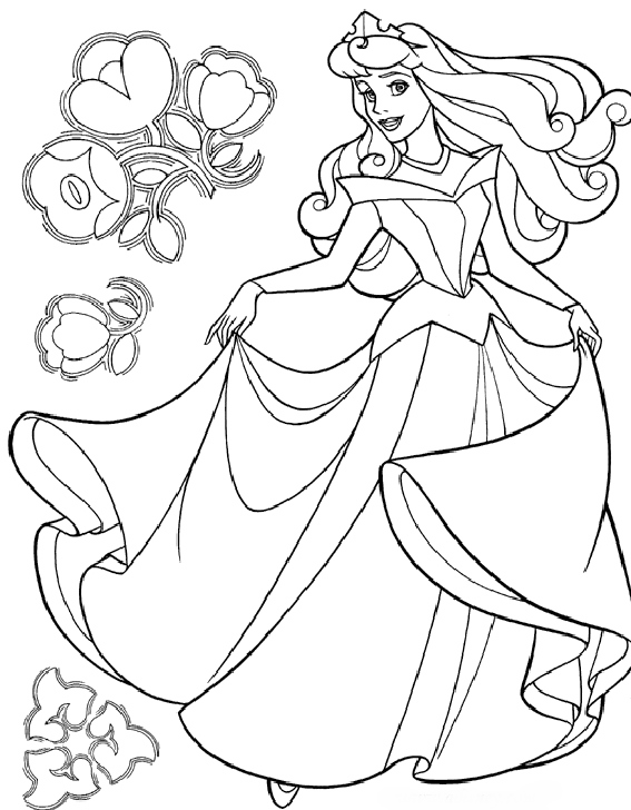 Dibujo para colorear de la princesa Disney Aurora