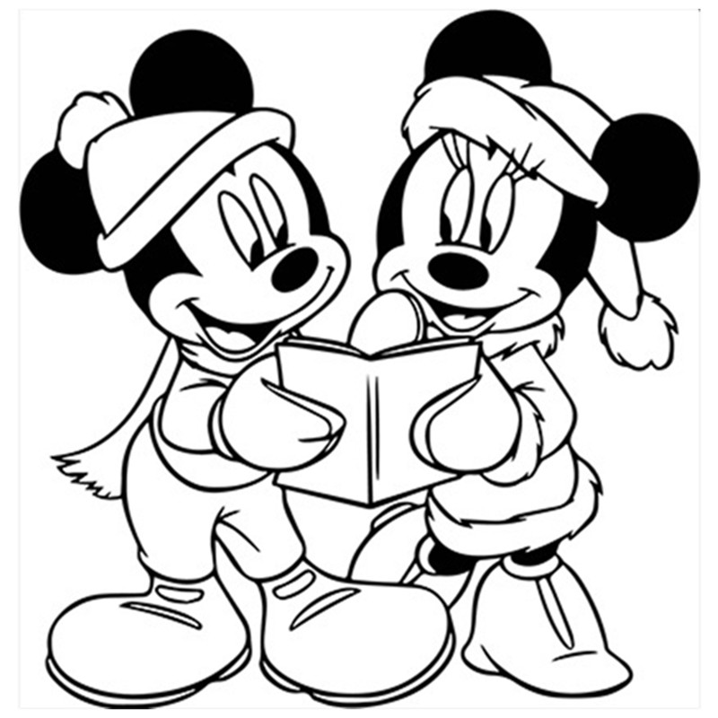 Colorear Dibujo Clasico De Disney De Mickey Y Minnie Leyendo