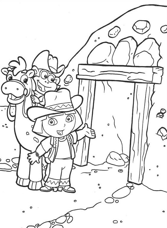 Dibujo para colorear de Dora La Exploradora el personaje de la serie intantiles de televisión