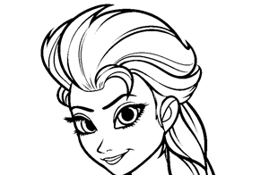 Dibujo para colorear de Elsa de la película Frozen El Reino del Hielo de Disney