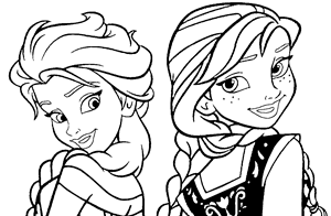 Dibujo para colorear Elsa y Anna de la película Frozen El Reino del Hielo de Disney