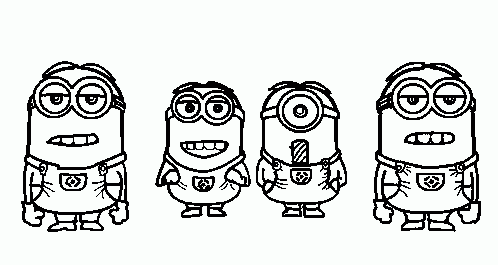 Dibujo para colorear de varios personajes de Los Minions