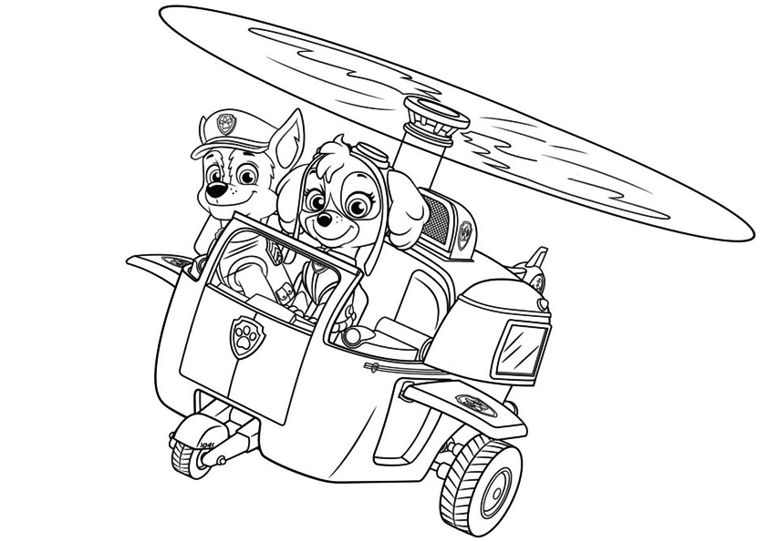 Dibujos Patrulla Canina, Patrulla de Cachorros. Chase y Skye en helicóptero
