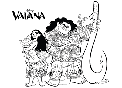 Dibujo de Vaiana y Maui para colorear
