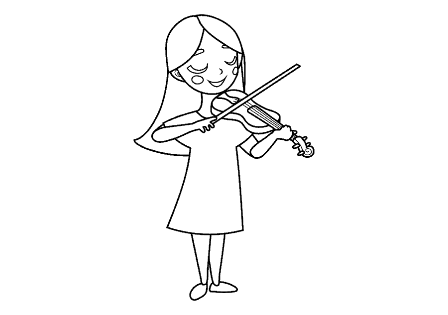 Dibujo infantil para colorear, Elsa toca su violín.