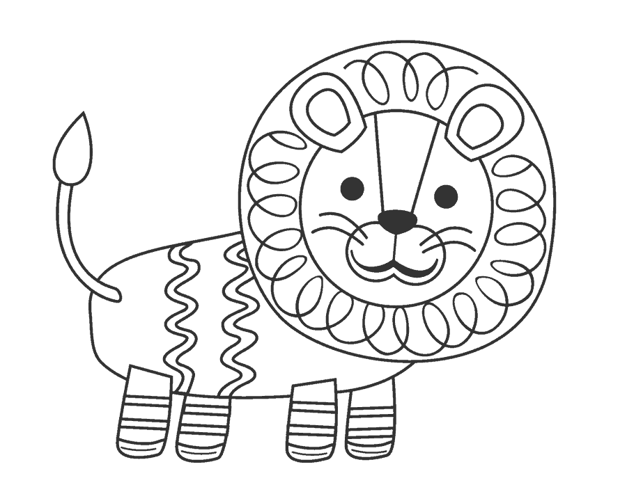 Dibujo para colorear infantil de un león