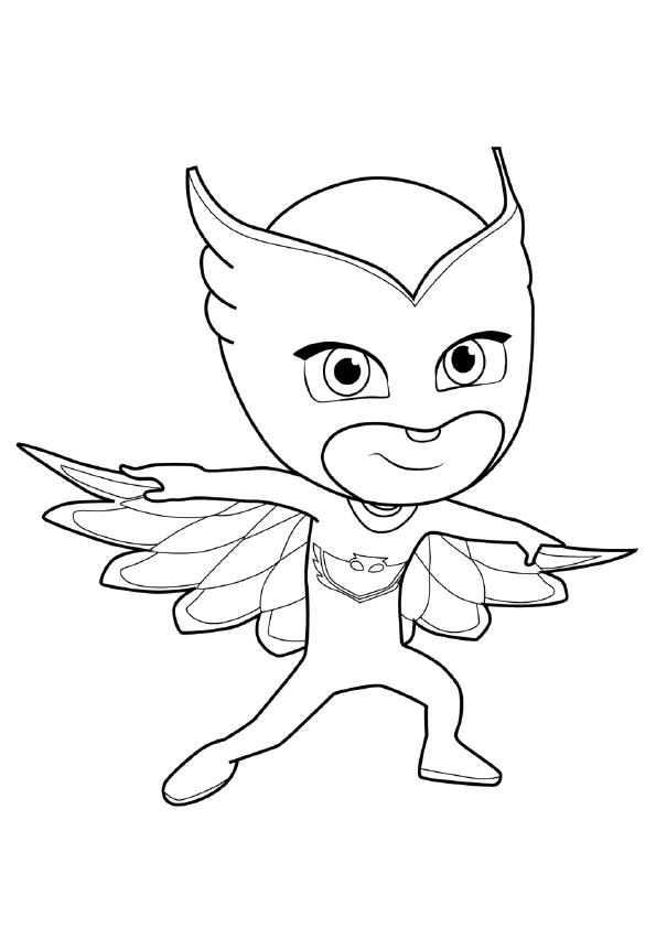 Dibujo para colorear del personaje Buhita (Owlette) de PJ Masks Héroes en pijamas