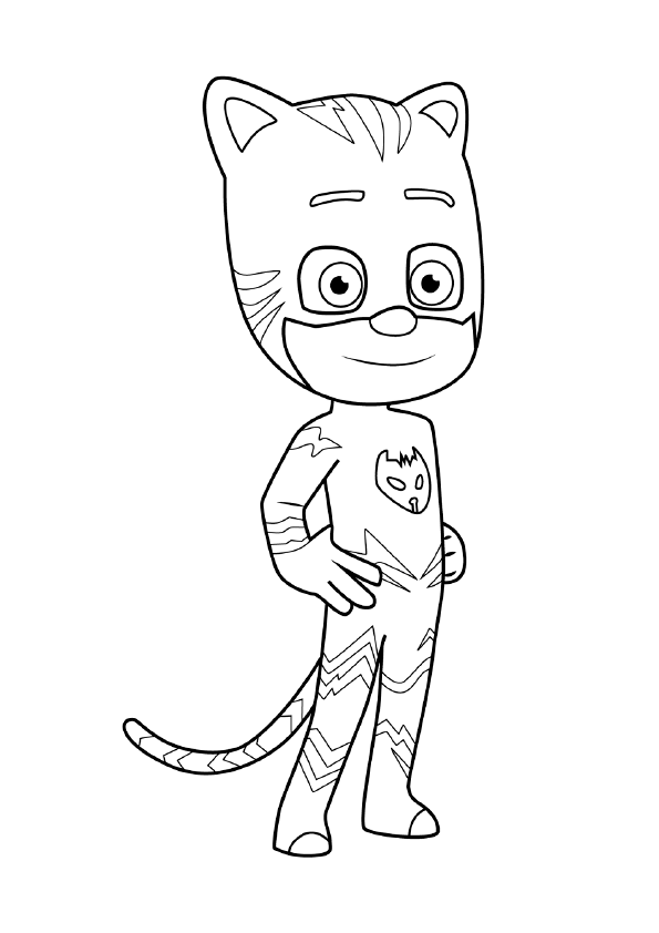 Dibujo para colorear del personaje Gatuno (Catboy) de PJ Masks Héroes en pijamas