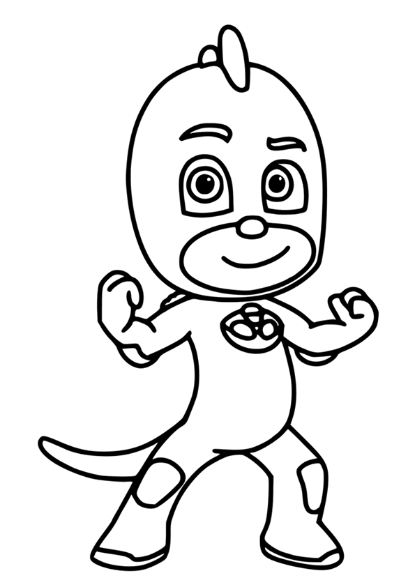  Dibujo para colorear del personaje Gekko de PJ Masks Héroes en pijamas