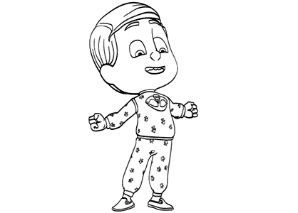 Dibujos de PJ Masks, dibujo del personaje del niño Connor en pijama