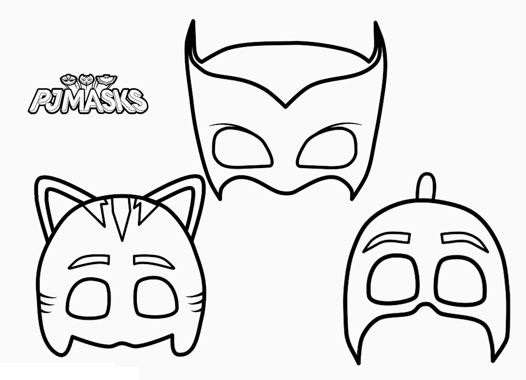 Dibujo de set de máscaras de PJ Masks para colorear