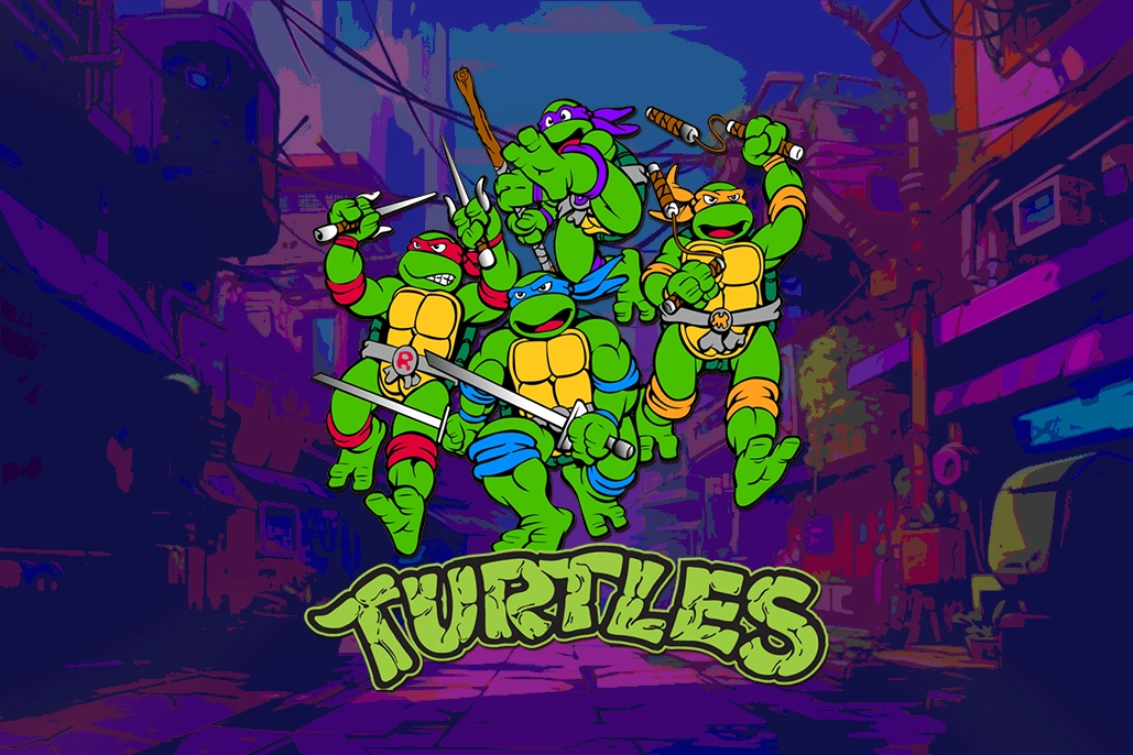 Cartel ilustración en color de las Tortugas Ninja