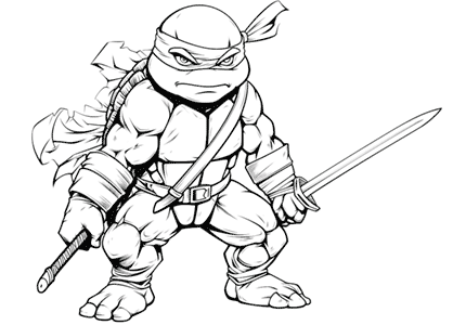 Dibujo de la tortuga Ninja Raphael para colorear