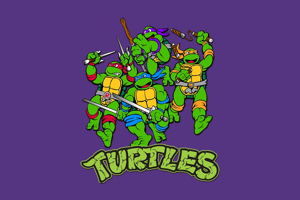 Ilustración en color de las Tortugas Ninja