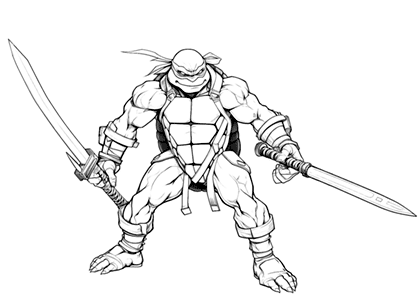 Imagen de la tortuga Ninja Donatello para colorear