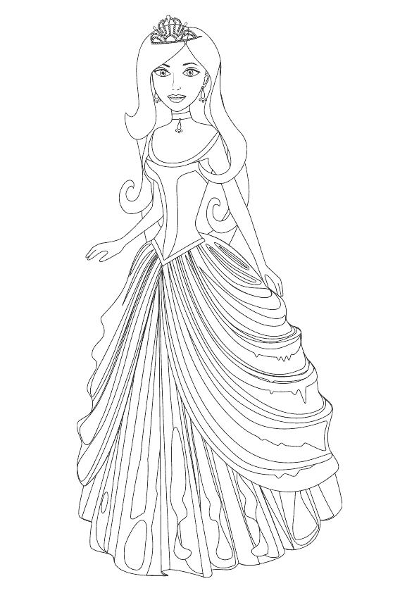 Dibujo para colorear una princesa con tiara. Princess with a tiara coloring page