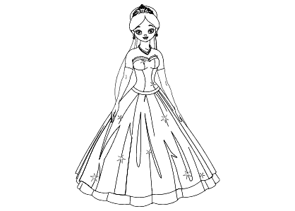 Dibujo para colorear una princesa de cuento de hadas