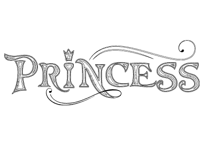 Dibujo para colorear la palabra Princesa en inglés: Princess.
