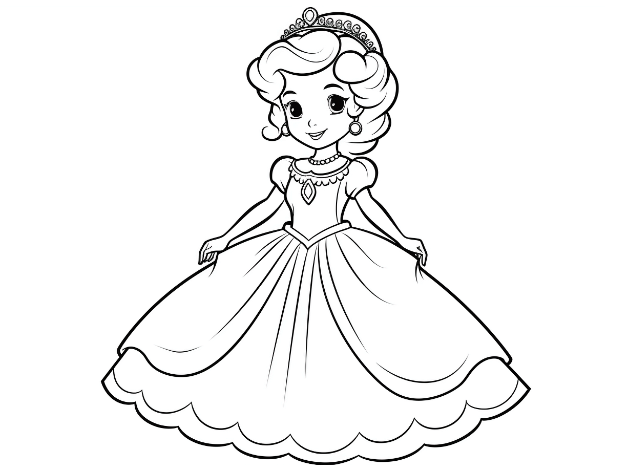 Dibujo para colorear una niña princesa