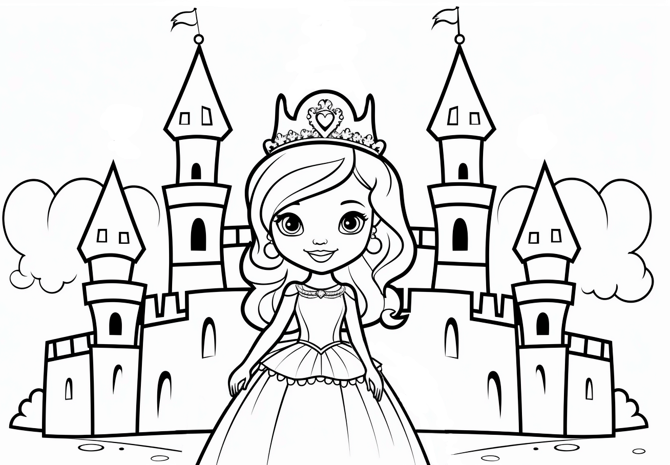 Imagen de una princesa delante de su castillo