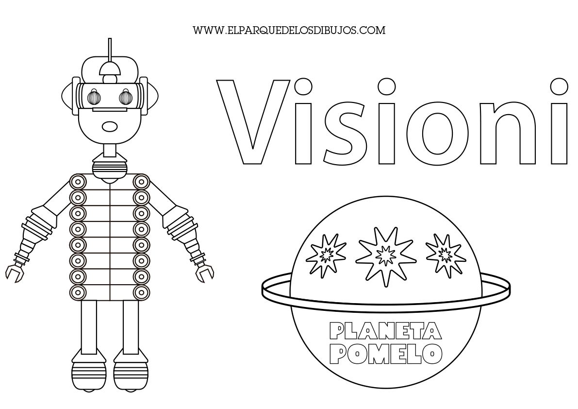 Dibujo para colorear el robot Visioni de Planeta Pomelo