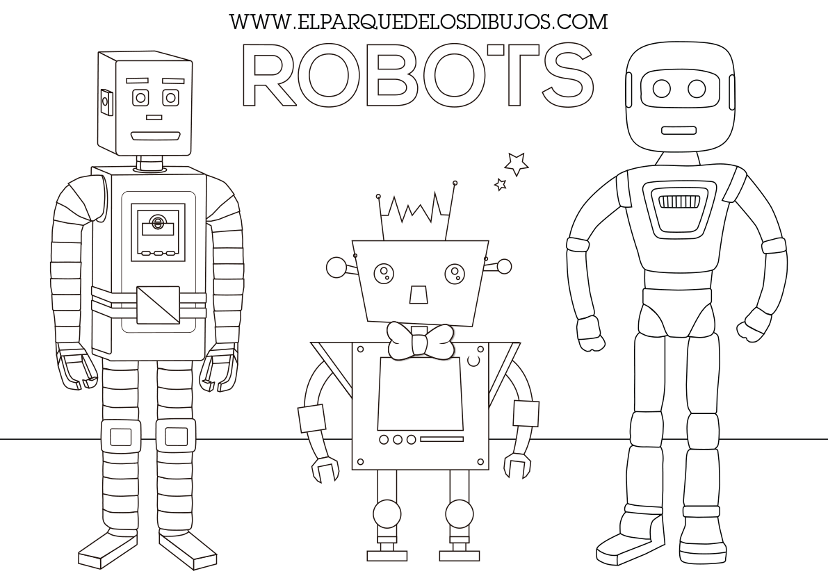 Dibujo para colorear Walt-5m, Nicasio, Carmelo Robots de Planeta Pomelo