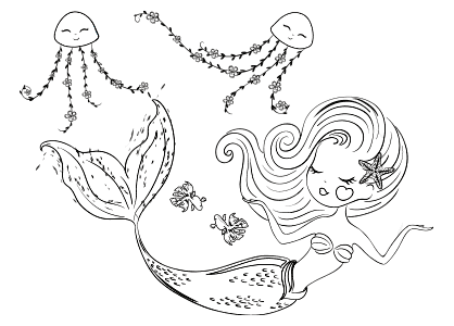 Dibujos de sirenas con medusas