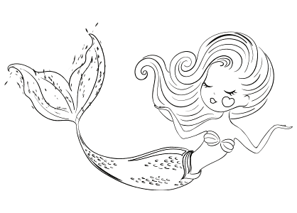 Dibujo de una sirena tranquila y feliz