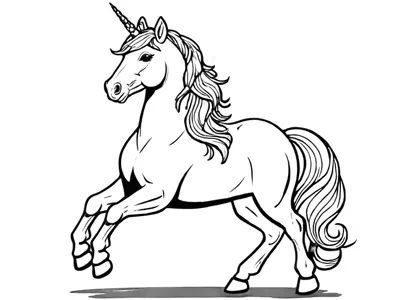 Dibujo para colorear un caballo unicornio