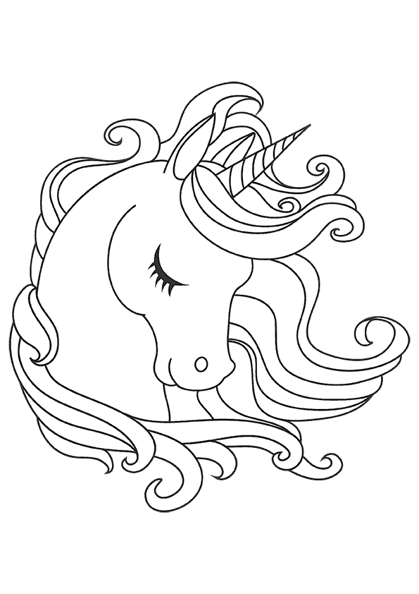 Dibujo para colorear la cabeza de un unicornio