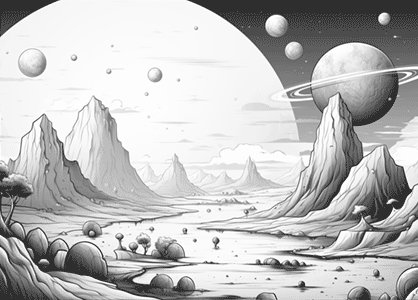 Dibujos de planetas. Dibujo de la superficie de un planeta extraterrestre.
