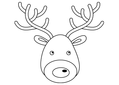 Dibujo para colorear de Navidad de la cabeza de un reno de Papa Noel