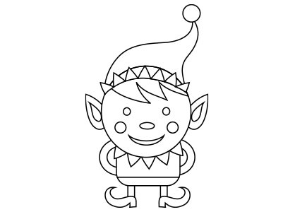 Dibujo de Navidad para colorear un elfo de Papá Noel.